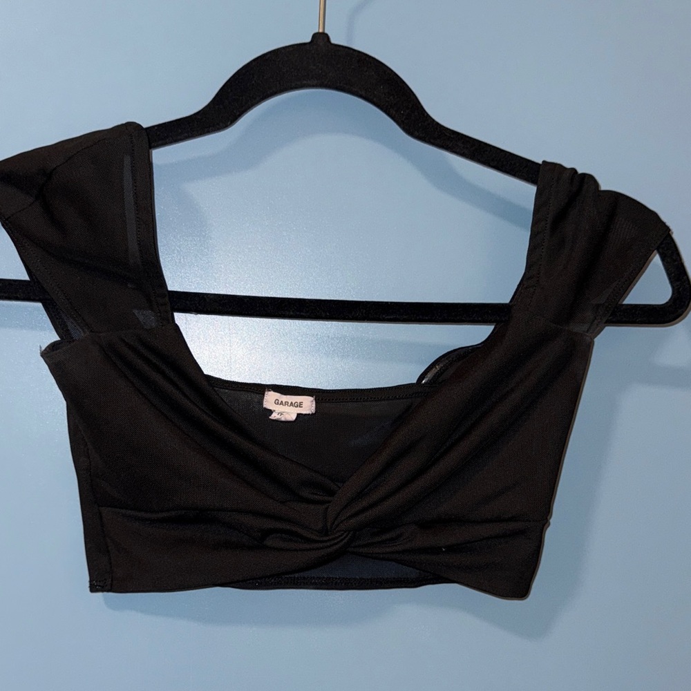 Garage Black Twist-Front Tank Top
